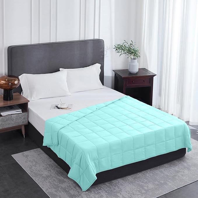 L'AGRATY Weighted Blanket - 48"x72" 20lbs Cooling Breathable Heavy Blanket Microfiber Material with Glass Beads Big Blanket for Adult All-Season Summer Fall Winter Soft Thick Comfort Blanket