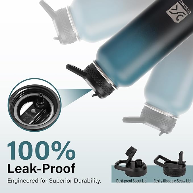 32 oz Insulated Water Bottle | Thickened Stainless Steel Vacuum Metal | Portable Sports Water Jug for Gym and Hiking with Straw, Carrier Bag, Handle Strap | BPA-Free 32 oz