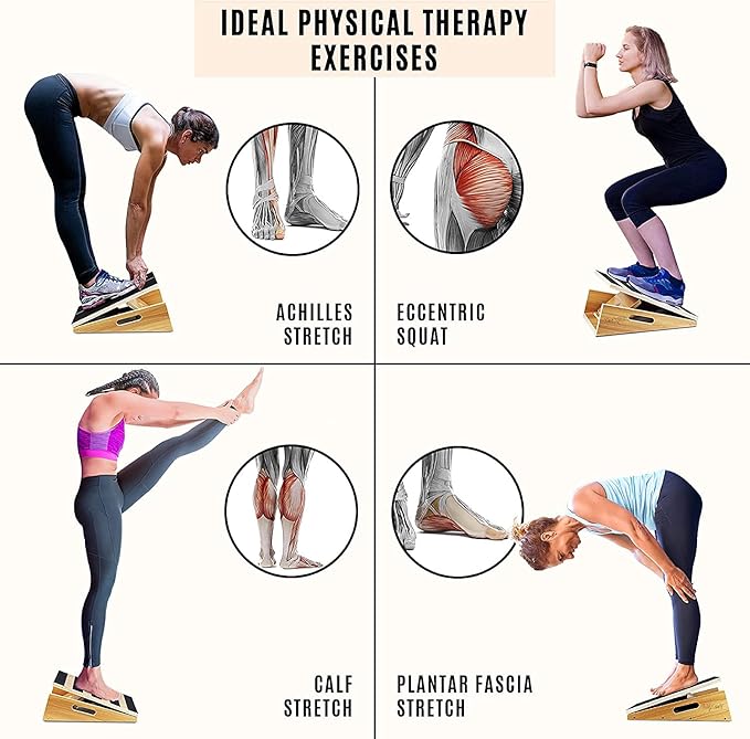 Yes4All Professional Incline Board, Slant Board Calf Stretching, Squat Wedge and Anti-Slip Surface, Portable Side Handle