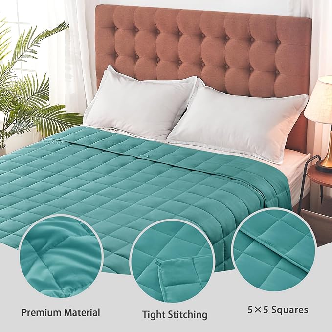 yescool Weighted Blanket for Adults (30 lbs, 88” x 104”, Teal) Cooling Heavy Blanket for Sleeping Perfect for 290-310 lbs, King Size Breathable Blanket with Premium Glass Bead
