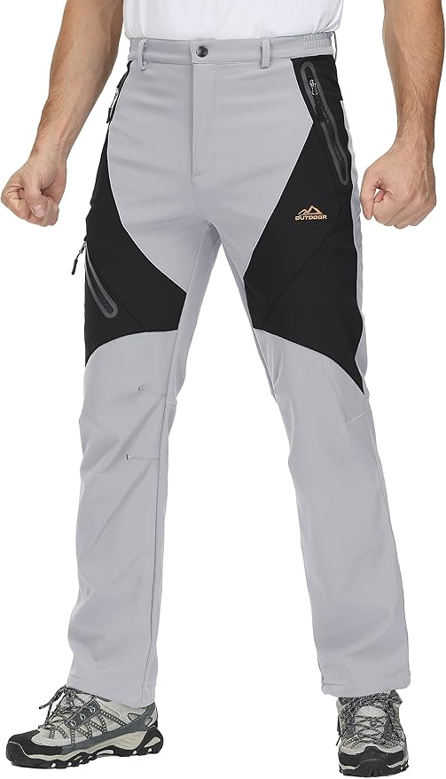 TACVASEN Men's Skiing Snow Pants Fleece Lined Waterproof Winter Insulated Hiking Pant for Outdoor Work Hunting Cargo