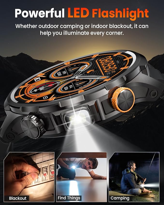 Smart Watches for Men, Military Smart Watch for Android & iPhone, 100 Days Battery Life/Call/Answer 1.91'' Mens Waterproof Fitness Tracker with Heart Rate, Sp02, Sleep Monitor, 100+ Sports Mode