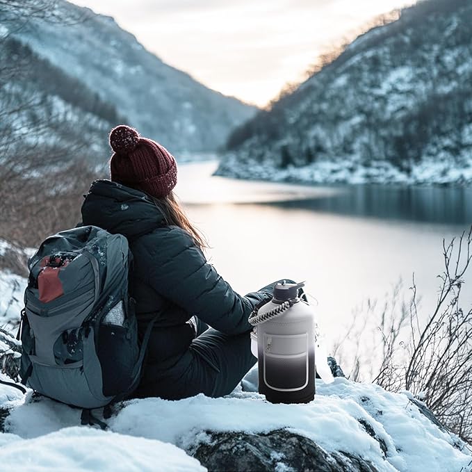 1 Gallon Water Bottle Insulated | Thickened Stainless Steel Vacuum Metal Water Jug | Portable Sports Large for Gym and Hiking with Straw, Carrier Bag, Handle Strap | BPA-Free 128 oz