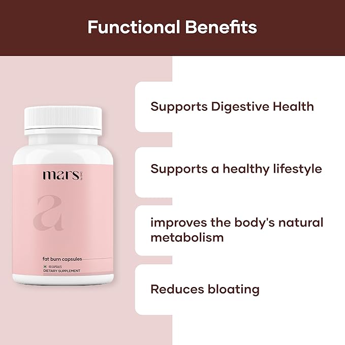 Mars Fat Burn Capsules with Psyllium Husk, Moringa & Dandelion Root – Herbal Blend for Active Routine (Pack of 3)