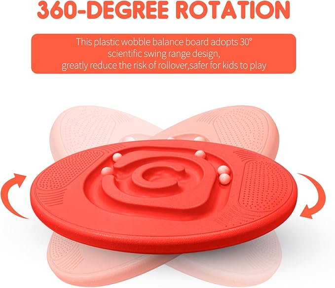 Balance Board for Kids with Maze - Plastic Wobble Board for Skiing Surfing Snowboard Training, Non-Slip Sensory Rocker Board for Toddlers 3-12, Core Strength Physical Therapy Equipment & Skateboard Balance Trainer
