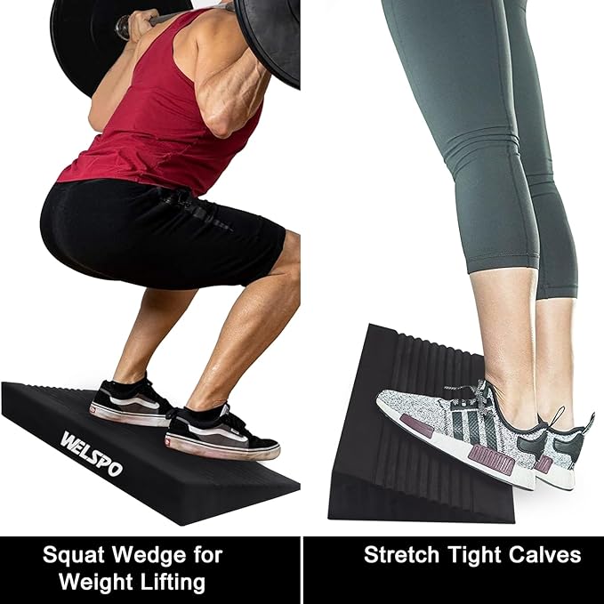 WELSPO Squat Wedge Slant Board, Non-Slip Calf Stretcher for Squats, Slant Board for Plantar Fasciitis Relief, Achilles Tendonitis Relief, Shin Splint Relief and Recovery Training