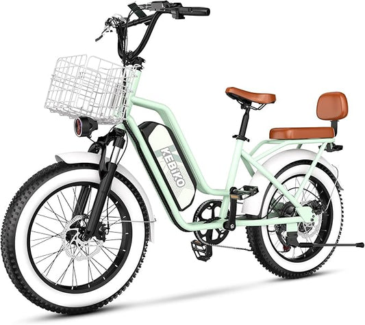 2 Seater Electric Bike, 48V 20AH(πππππ) Large Removable Battery, πππππ Peak Motor, 20"x 4.0" Fat Tire Ebike for Adults, 80+Miles Max,30+MPH, City Couple E Bike for All Terrain