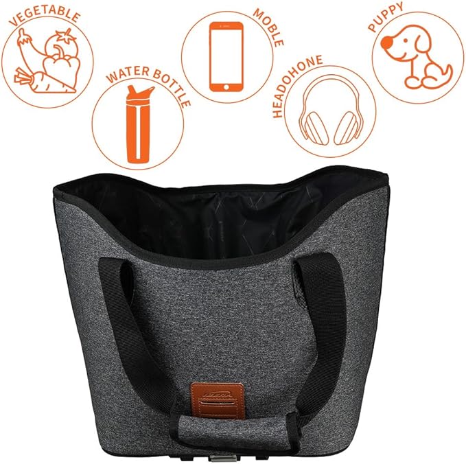 Ibera Bike Bag MIK Shopping Bag 17L - Clip-On bike Bags For Bicycles for Groceries up to 22 lbs (10 kg) - Reusable, Reinforced & Weather-Resistant - Durable Bike Rack bag ONLY FOR MIK RACKS