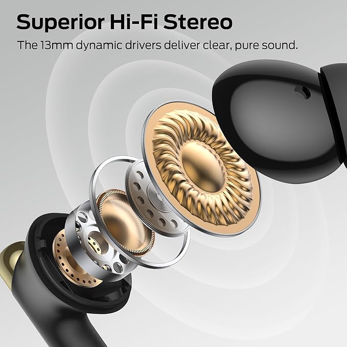 Monster N-Lite 211 Wireless Earbuds, Bluetooth 6.0 Stereo Headphones with Noise-Cancelling Mic and LED Display, Built-in Mic for Clear Calls, Waterproof Design for Sports