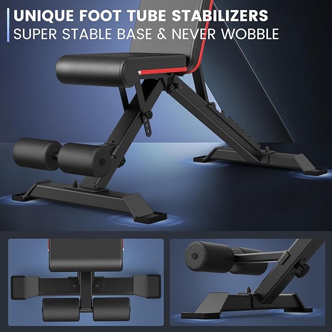 PASYOU Adjustable Weight Bench Full Body Workout Multi-Purpose Foldable Incline Decline Exercise Workout Bench for Home Gym