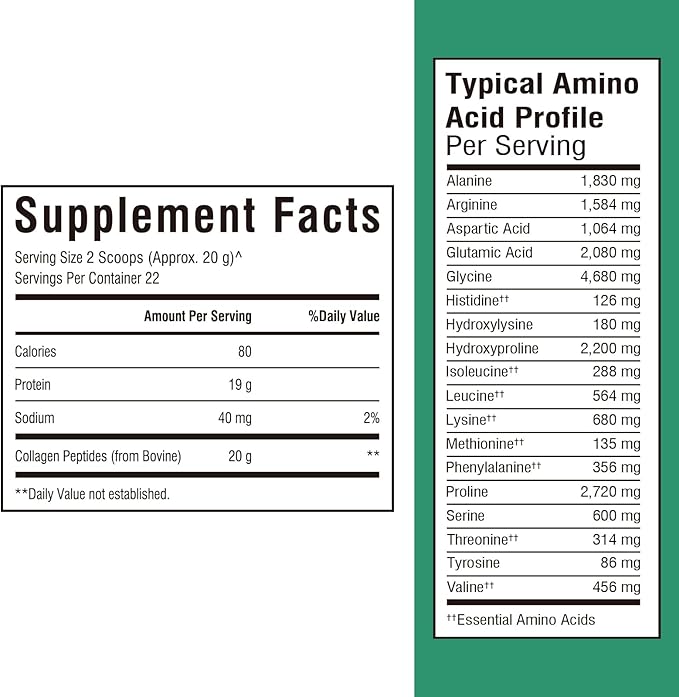 Bovine Collagen Peptides Powder for Women and Men, Grass-Fed Hydrolyzed Collagen Protein Type I & III, Skin, Hair, Nails, Bones, Digestion, Unflavored, Non-GMO, Keto & GF, 22 Servings, 16oz