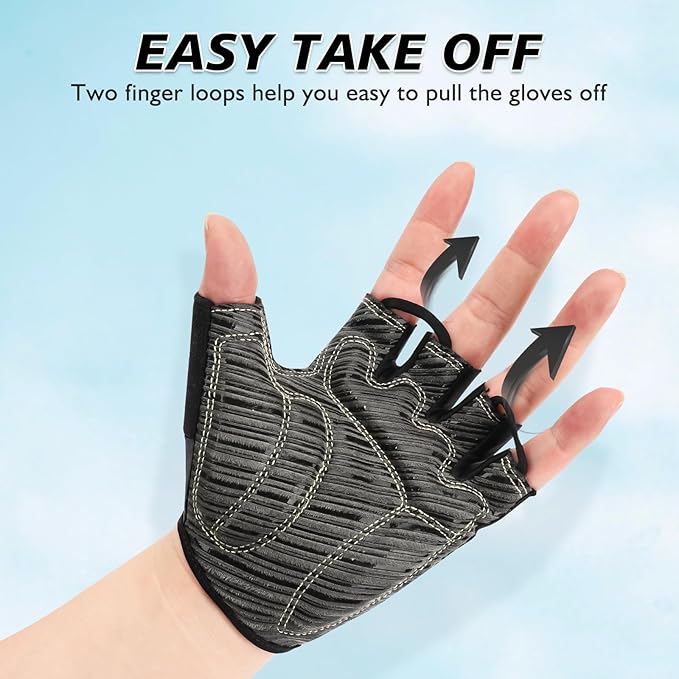 Cycling Gloves with Shock-Absorbing Pad, Extra Grip, Flexible Fit, Light Weight, Breathable for Men and Women Mountain Biking