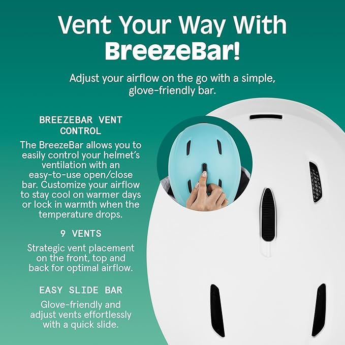 Retrospec Zephyr Ski Helmet - Snowboard Helmet for Adults & Youth - Adjustable Fit with Breathable Vents for Men, Women, Boys and Girls