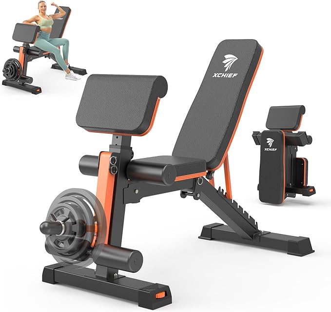 Adjustable Weight Bench, 1000LBS Heavy Duty Foldable Workout Bench with Leg Extension and Preacher Curl Pad, Flat/Incline/Decline for Home Gym Full Body Strength Training