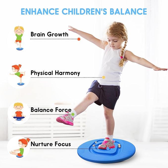Balance Board for Kids with Maze - Plastic Wobble Board for Skiing Surfing Snowboard Training, Non-Slip Sensory Rocker Board for Toddlers 3-12, Core Strength Physical Therapy Equipment & Skateboard Balance Trainer