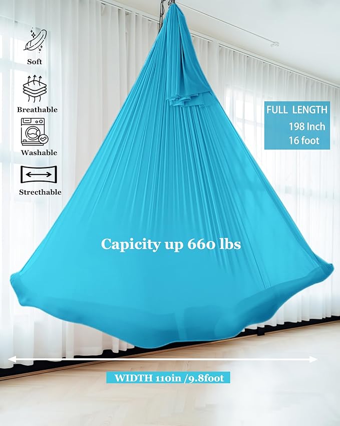 F.Life Aerial Silk Yoga Hammock & Swing for yoga Inversion,Strength training,starter hardware kit