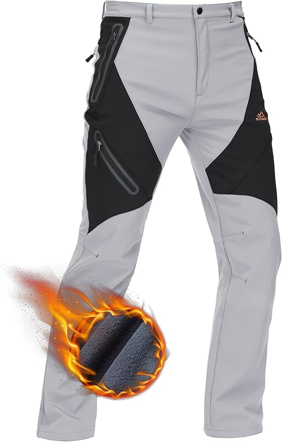 TACVASEN Men's Skiing Snow Pants Fleece Lined Waterproof Winter Insulated Hiking Pant for Outdoor Work Hunting Cargo