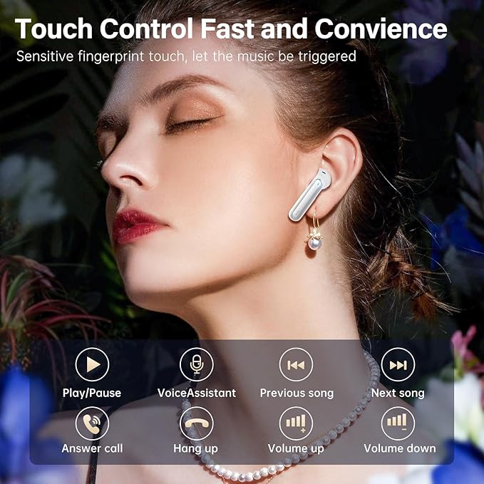 A10 Pro Wireless Earbuds, Bluetooth 5.3 Headphones HiFi Stereo 50H Playback LED Digital Display Ear Buds with ENC Noise Canceling Headset, IPX7 Waterproof Earphones for Gym/Running/Work