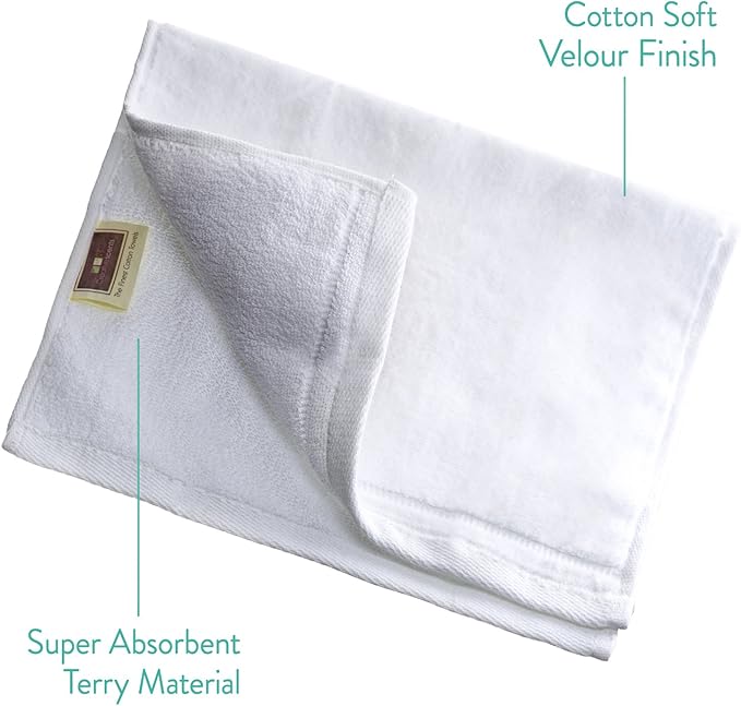 Creative Scents 100% Cotton Velour Fingertip Towels - 4 Pack 11 by 18 Inch – Decorative, Extra Absorbent and Soft Face Towel, Ideal for Bathroom and Powder Room (White)