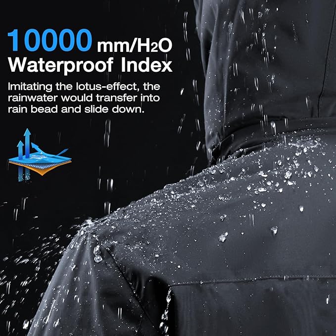 CAMEL CROWN Men's Mountain Ski Snow Jacket Waterproof Winter Coat Snowboarding Windbreaker Windproof Warm Hooded Snow Coat