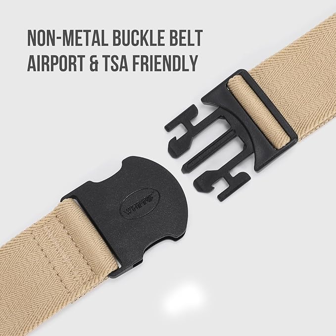 WHIPPY Mens Elastic Stretch Belt Unisex Adventure Web Belt for Women Men with Non-Metal Buckle Adjustable Belts