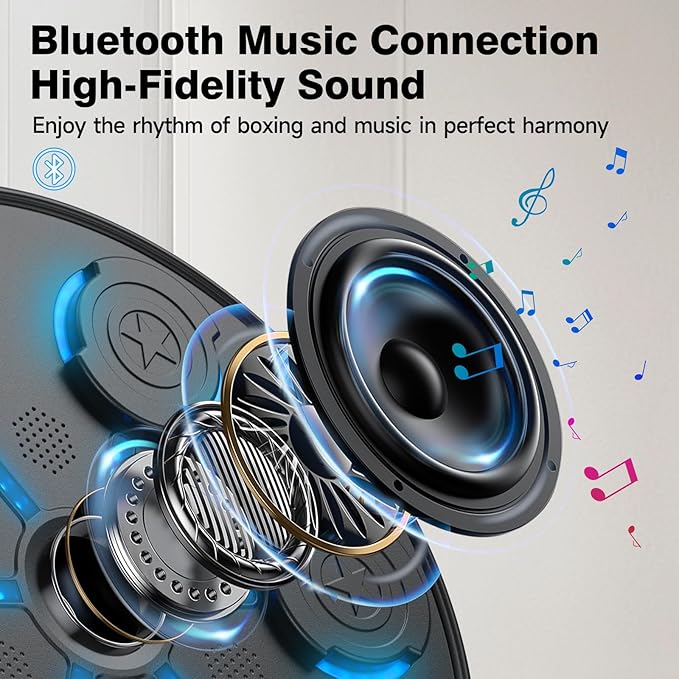 Music Boxing Machine, 2025 Upgrade Boxing Music Workout Machine for Adults Women Kids, Smart Bluetooth Boxing Music Trainer, Wall Mounted Musical Punching Pad, Boxing Machine with Gloves and Headband