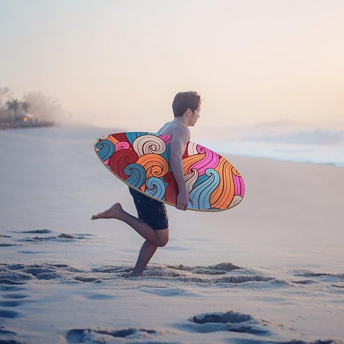 seething 35 Inch Skimboard with High Gloss Coat Wood Skim Board for Beginners,Kids, Teenagers, Adults and All Skimming