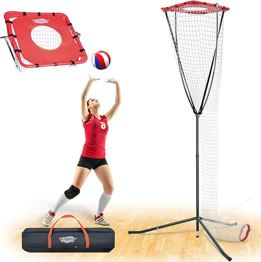 Volleyball Setter Training Net,Height & Angle Adjustable Volleyball Training Net with Metal Frame,Tripod Base for Indoor and Outdoor,Volleyball Training Equipment for Setting,Serving,Spiking