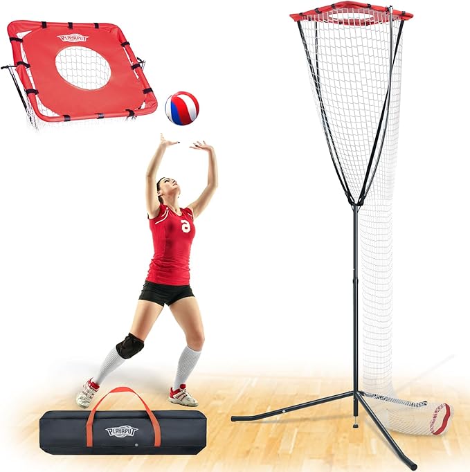 Volleyball Setter Training Net,Height & Angle Adjustable Volleyball Training Net with Metal Frame,Tripod Base for Indoor and Outdoor,Volleyball Training Equipment for Setting,Serving,Spiking