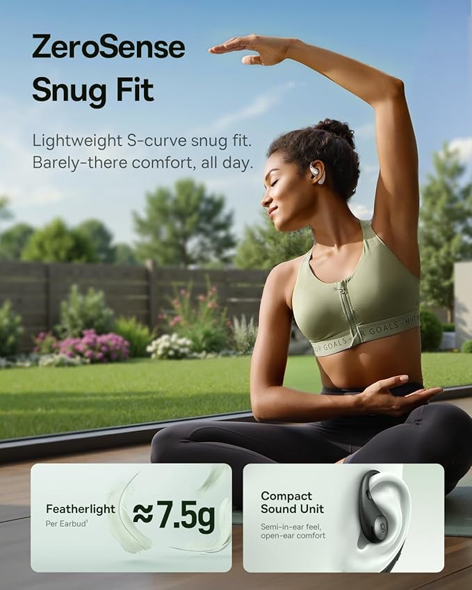 Baseus Eli Sport 2 Open-Ear Headphones Wireless Earbuds,Secure Earhook Sport Design,Ultra-Comfort,4-Mic Clear Calls, IP57 Waterproof,45H Play, Bluetooth 6.0 Earhook Fit Running Workout Gym -White