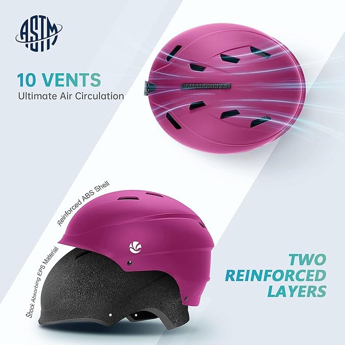 VANRORA Ski Helmet, Snowboard Helmet for Men & Women, Climate Control Venting, Dial Fit, Goggles Compatible, Removable Fleece Liner and Ear Pads, Safety-Certified