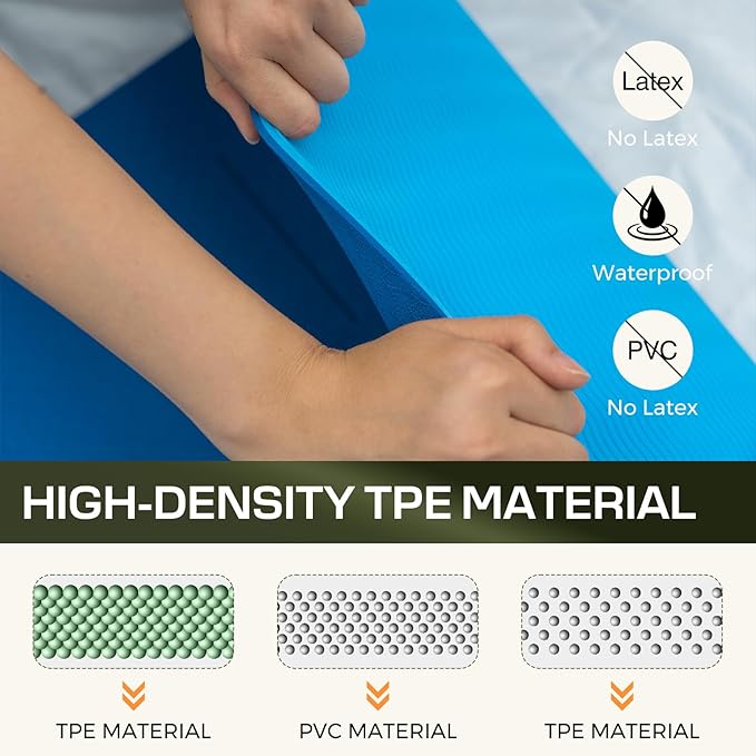 Yoga Mat Non Slip, Anti-Tear 3/16 Thick TPE Yoga Mats for Women and Men, 72"x24" Exercise & Fitness Mat with Carrying Strap, Workout Mats for Yoga, Pilates and Floor Exercise