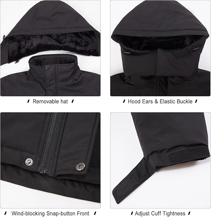 CAMEL CROWN Men's Winter Coat Waterproof Ski Jacket Fleece Lined Windproof Raincoat for Snow Outdoor Hiking Mountain