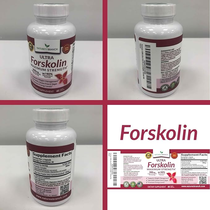 Ultra Pure Forskolin for Weight Management Maximum Strength | Coleus Forskohlii Root Extract Powder, 40% Standardized Lean Supplement for Men & Women | Premium Extreme Boost Complex - 60 Capsules