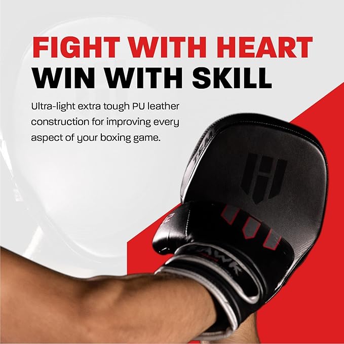 Hawk Sports Punching Mitts for Men, Women, & Kids, Leather Focus Mitts for Martial Arts & Boxing Training, Curved Punch Mitts for Karate, Kickboxing, Krav MAGA, Muay Thai & Taekwondo