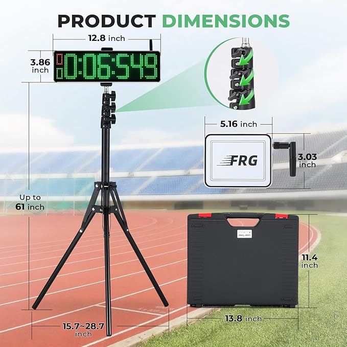 Powered Wireless Laser Timer for Sprints with High Stand, Laser Sprint Timer System, Race Clock with Tripod for Speed Training/Lap/Track Field/Football/Bike/Motorcycle