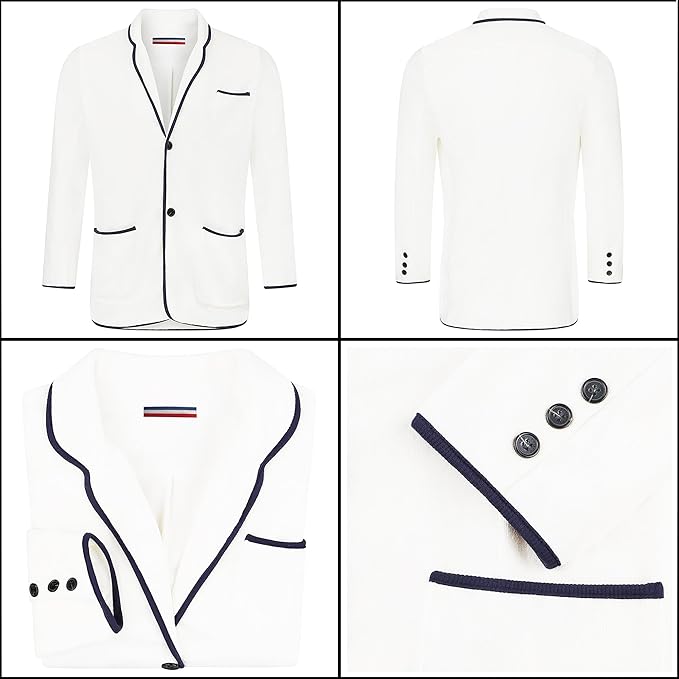 Luxurious Men's Bathrobe, Organic Cotton Terry Towelling Blazer, Leisure Cotton Bath Robe for Pool and beach