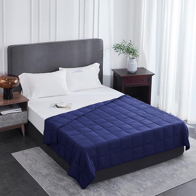 L'AGRATY Weighted Blanket - 60"x80" 22lbs Cooling Breathable Heavy Blanket Microfiber Material with Glass Beads Big Blanket for Adult All-season Summer Fall Winter Soft Thick Comfort Blanket