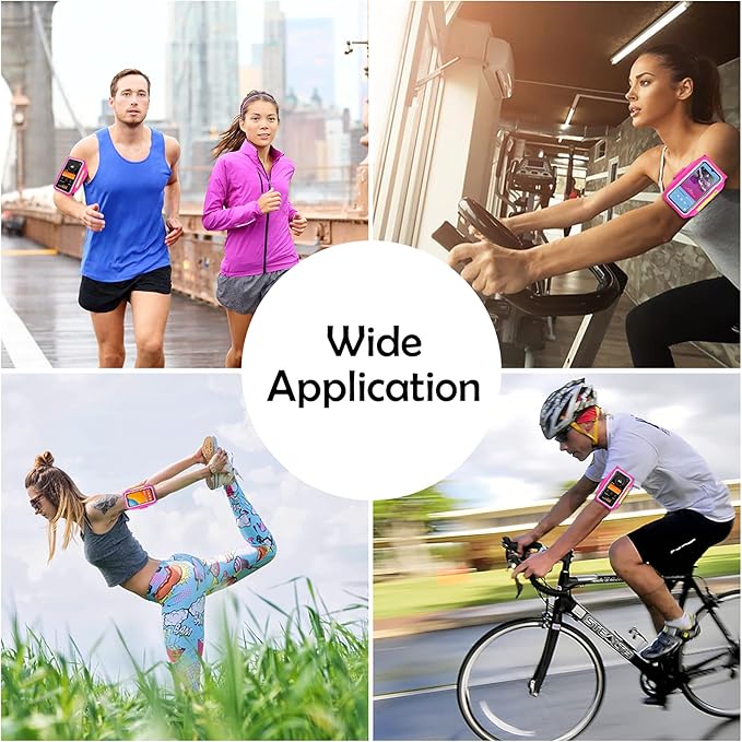 Running Armband with Earphone Bag Cell Phone Armband for iPhone 16 15 Pro 14 Plus 13 11 XR XS, Galaxy S24/S10 Water Resistant Sports Phone Holder Case & Zipper Slot Car Key Holder for 6.7 inch Phone