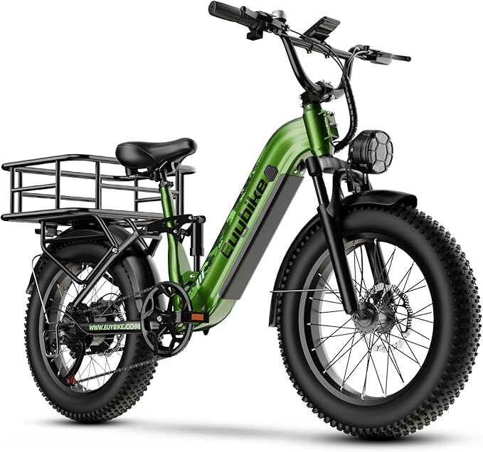 Electric Bike for Adults 1400W Peak, 48V 20AH(960WH) Removable Battery, 20"x4" Fat Tire Full Suspension 80 Miles Range Step-Thru 30+MPH Hunting Ebike, 7-Speed Dual Brakes Electric Bicycle