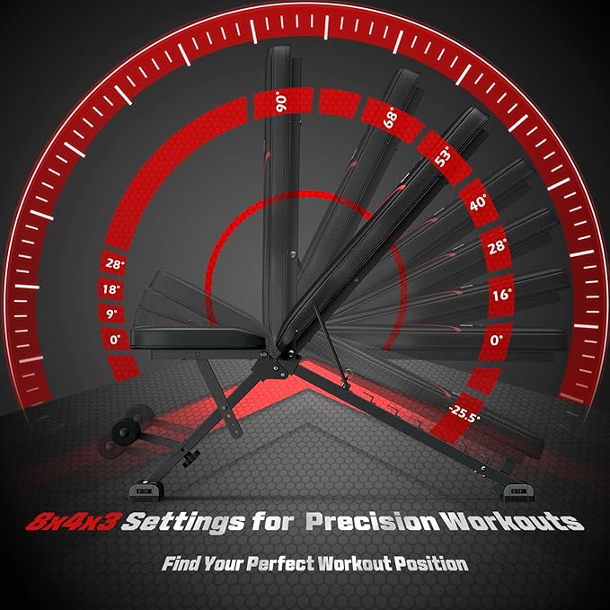 FLYBIRD Adjustable Bench,Utility Weight Bench for Full Body Workout- Multi-Purpose Foldable Incline Bench (Black)