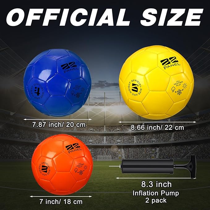 Deflated Soccer Balls with Pump Bulk Outdoor and Indoor Training Practice Soccer Ball Machine Stitched for Sports Birthday Gift Party Supplies
