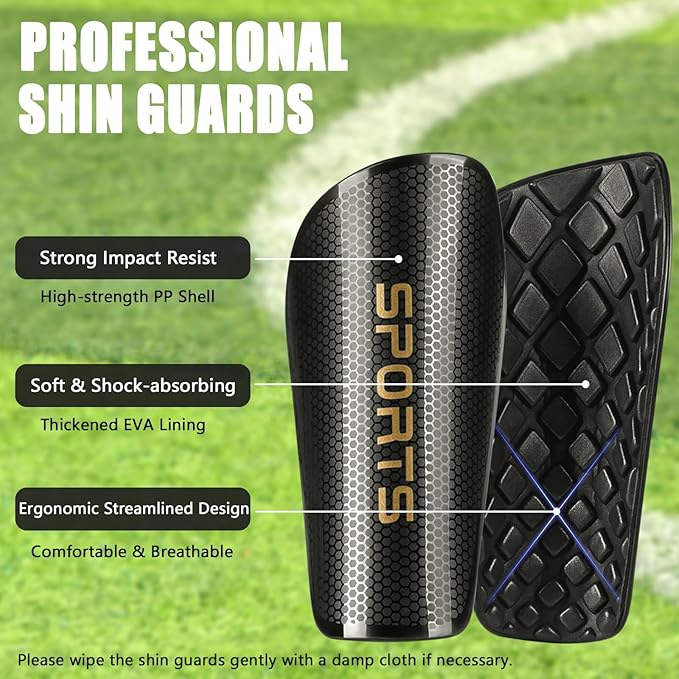 Soccer Shin Guards for Kids Adults, Toddler Shin Pads Set with Sleeves and Long Soccer Socks for Age 2-16 Boys & Girls, Youth &Men, Lightweight Soccer Equipment