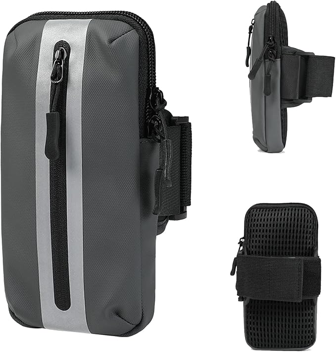 Running Phone Holder Armband, iPhone Arm Bands for Exercise, Running Arm Bands for Cell Phone, Phone Purse Cell Phone Holder for Walking (Grey)