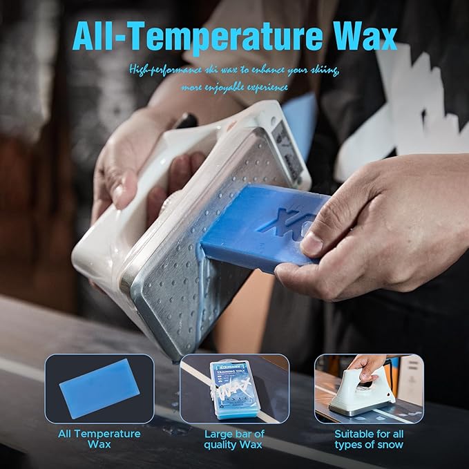XCMAN Complete Ski Snowboard Tuning and Waxing Kit with Waxing Iron,Universal Wax,Edge Tuner,Brush,Wax Scraper,Ptex