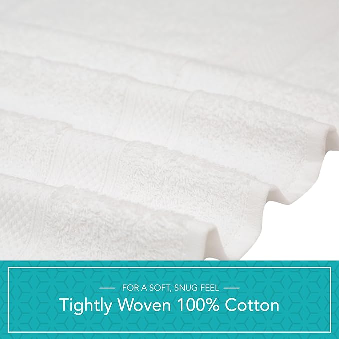 Pleasant Home Bath Towels Set of 6 (24” x 50”) 100% Cotton, 515 GSM | Lightweight, Soft & Absorbent Luxury Towels for Bathroom | for Gym, Pool & Spa | 6 Pack, White