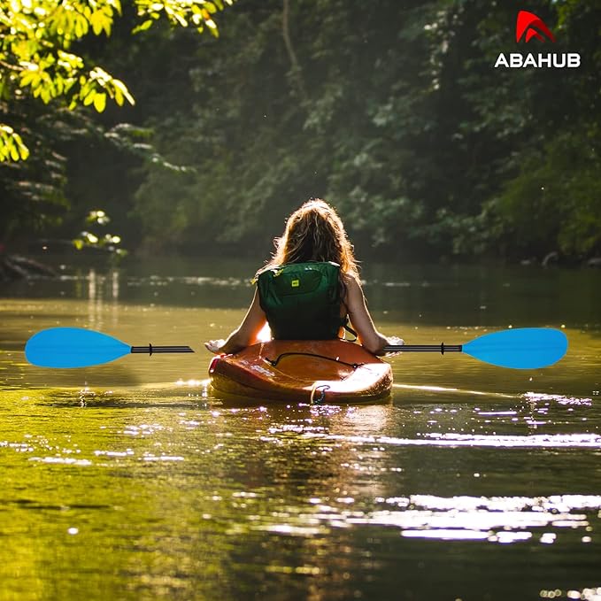 Abahub 1 x Carbon Kayak Paddles, 90.5 Inches Kayaking Oars for Boating, Canoeing with Free Paddle Leash, Carbon Fiber Shaft Black/Blue/Green/Orange/Yellow/White/Red Plastic Blades