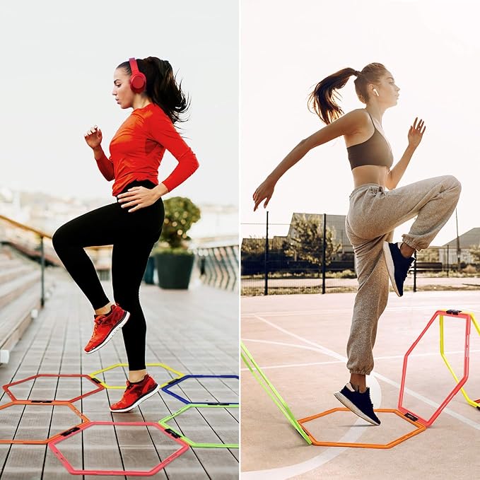 Yes4All Hex Agility Rings/Speed Rings with Carrying Bag – Hexagon Rings, Agility Hurdles for Agility Footwork Training