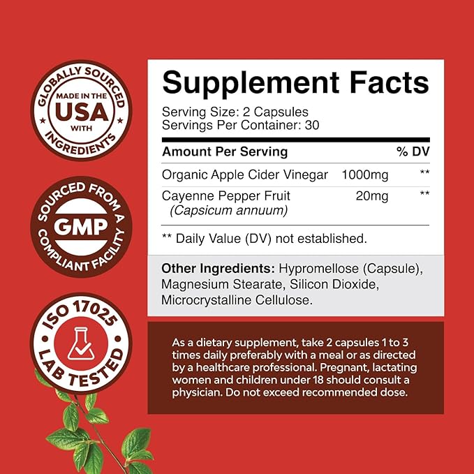 Potent Apple Cider Vinegar Capsules – ACV Pills Nutritional Supplements for Digestive Health with Natural Cleansing and Size Reducing Formula for Women and Men Designed to Help You Reach Your Goal