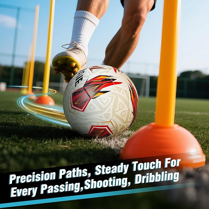 Soccer Ball Size 5 for All Age Recreational or Professional Outdoor Practice, PU Official Size&Weight, Size 5 Soccer Ball for Boys Youth Adults College Team, Ideal Gifts with Pump and Carry Net